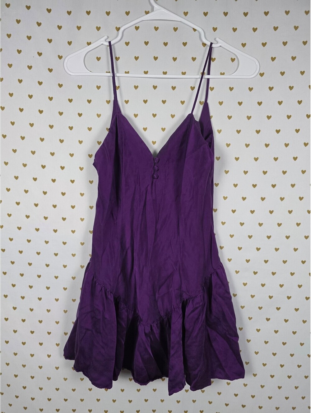 Vintage Victoria's Secret 100% Silk Purple Ruffle Hem Chemise Slip M